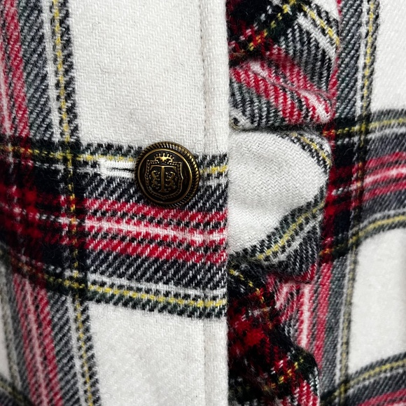 Talbots Red Plaid Wool Blend Ruffle Trim Peplum Back Blazer Jacket Size 14 EUC - Picture 7 of 13